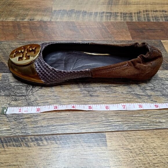 Tory Burch Women’s Reva Gold Metallic Slip On Stretch Ballet Flats Size 6.5 - Picture 8 of 8